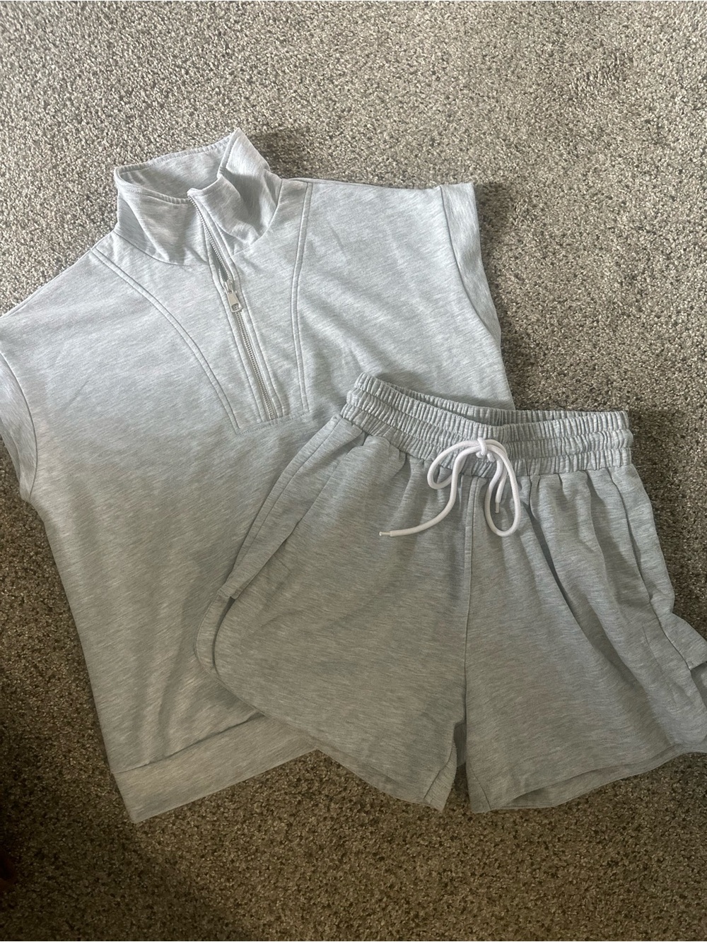 Light Gray High Wasted Shorts and Top Set